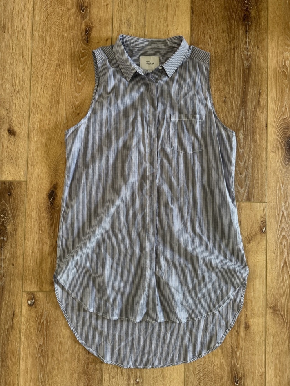 Rails | Sleeveless Striped Collared Tunic Top | Layla Slate/White | size S